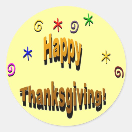 Happy Thanksgiving Ronde Sticker (Voorkant)
