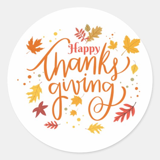 Happy Thanksgiving Ronde Sticker (Voorkant)