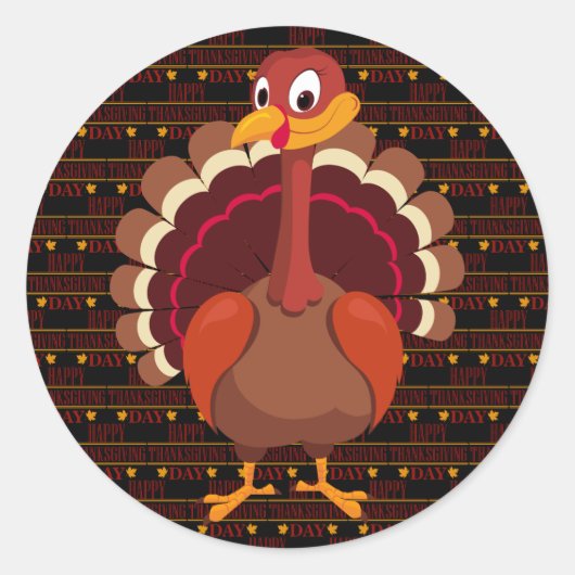 Happy Thanksgiving Ronde Sticker (Voorkant)