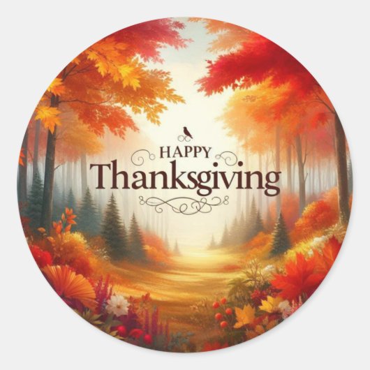 Happy Thanksgiving Ronde Sticker (Voorkant)