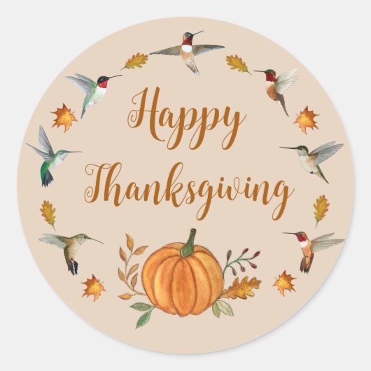 Happy Thanksgiving Ronde Sticker (Voorkant)