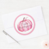 Happy Thanksgiving roze pompoen Ronde Sticker (Envelop)