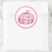 Happy Thanksgiving roze pompoen Ronde Sticker (Tas)