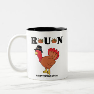 Happy Thanksgiving Run - Thanksgiving Grappige Cit Tweekleurige Koffiemok