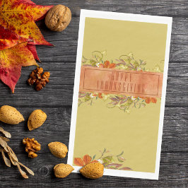Happy Thanksgiving Rustic Autumn Leaves Servet