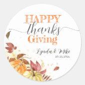 Happy Thanksgiving, rustieke Herfst pompoenen Ronde Sticker (Voorkant)