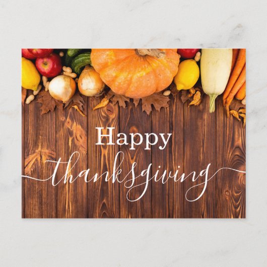 Happy Thanksgiving, rustieke houten vakantie eenvo Briefkaart (Voorkant)