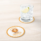 Happy Thanksgiving Schattige Turkije Ronde Papier Ronde Kartonnen Onderzetter (Insitu)