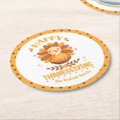 Happy Thanksgiving Schattige Turkije Ronde Papier Ronde Kartonnen Onderzetter (Gebogen)