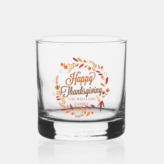 Happy Thanksgiving Schattigee aangepaste herfstbla Whisky Glas (Voorkant)