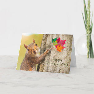 Happy Thanksgiving Schattigee eekhoorn Feestdagen Kaart