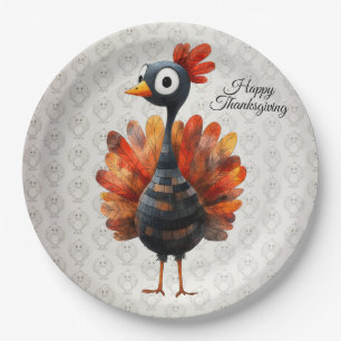 Happy Thanksgiving Schattigee kleurrijke Baby Turk Papieren Bordje