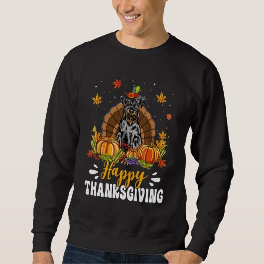 Happy Thanksgiving Schnauzer Dog Turkey Pumpkin Trui (Voorkant)