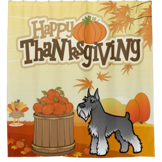 Happy Thanksgiving Schnauzer Douchegordijn (Voorkant)