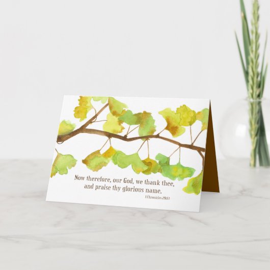 Happy Thanksgiving Schrift 1 Kronieken Ginkgo Kaart (Voorkant)