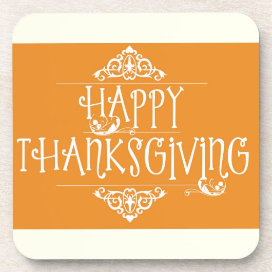 Happy Thanksgiving Script Sinaasappel Onderzetter (Voorkant)