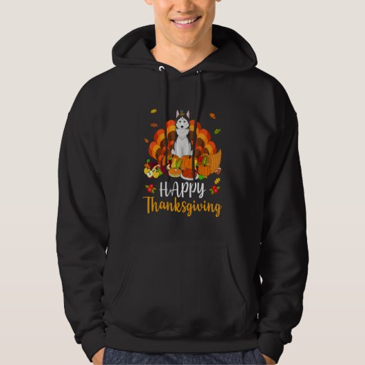 Happy Thanksgiving Siberian Husky Dog Turkey Pet Hoodie (Voorkant)
