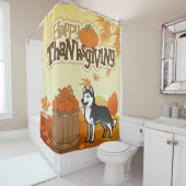 Happy Thanksgiving Siberian Husky Douchegordijn (In situ)