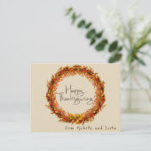 Happy Thanksgiving Simple Autumn Leaf Custom Briefkaart (Staand voorkant)