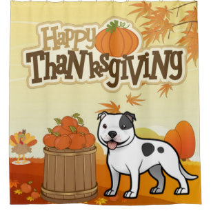 Happy Thanksgiving Staffordshire Bull Terrier Douchegordijn