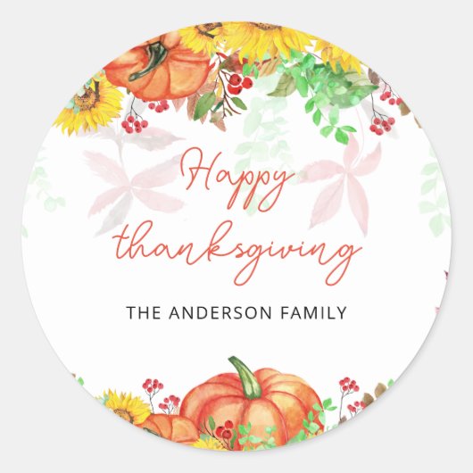 Happy Thanksgiving Sticker (Voorkant)