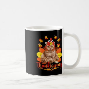 Happy Thanksgiving T-shirt Cat Turkey Kerstdag Te Koffiemok