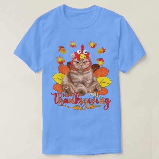 Happy Thanksgiving Tee Cat Turkey Christmas Day Te T-shirt (Design voorkant)