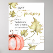 Happy Thanksgiving Thanksgiving dag pompoen Poster (Voorkant)