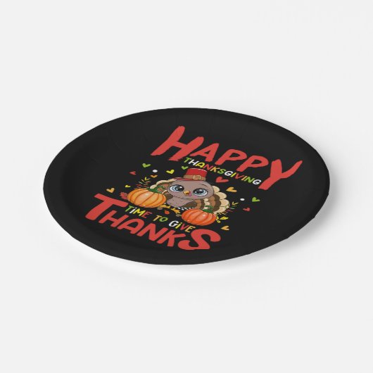 Happy Thanksgiving tijd om bedankt te geven Papieren Bordje (Gekanteld)