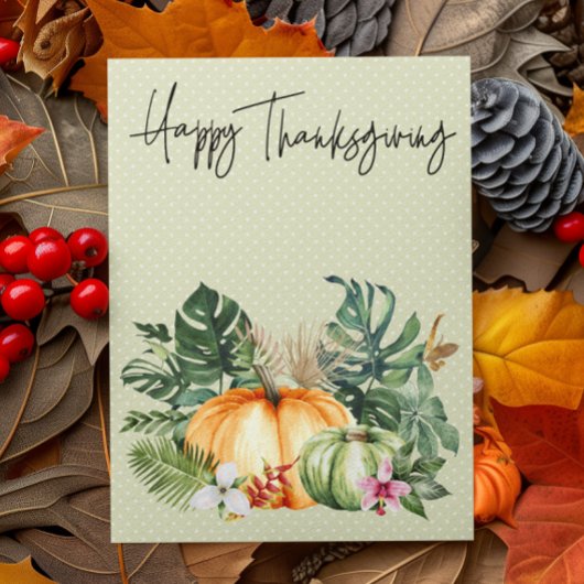 Happy Thanksgiving Tropical Pumpkin Briefkaart