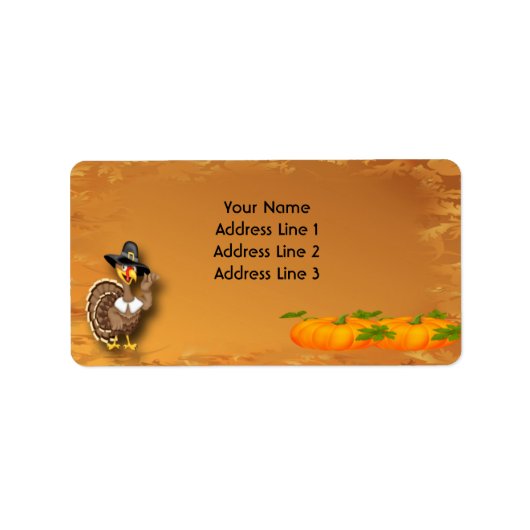 Happy Thanksgiving Turkey Adresetiketten Etiket (Voorkant)
