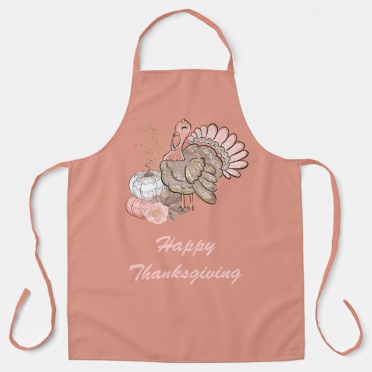 Happy Thanksgiving Turkey Apron Schort (Voorkant)