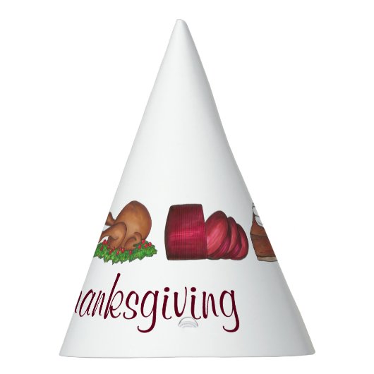 Happy Thanksgiving Turkey Cranberry Pie Dinner Feesthoedjes (Rechts)