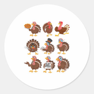 Happy Thanksgiving Turkey Day Girls Boys Kinder To Ronde Sticker