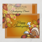Happy Thanksgiving Turkey Dinner Invitations Kaart (Voorkant / Achterkant)