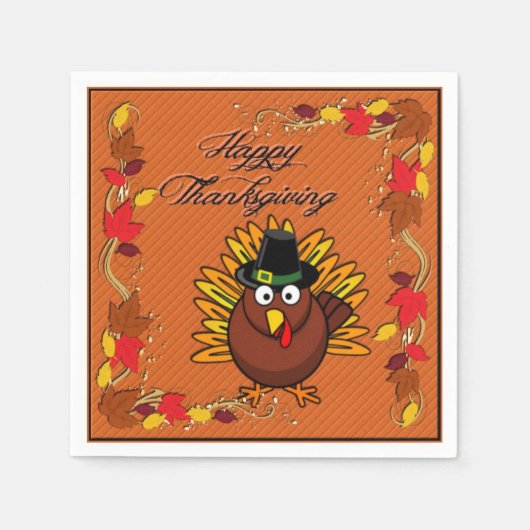 Happy Thanksgiving Turkey Dinner Napkins Servetten (Voorkant)