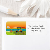 Happy Thanksgiving Turkey on Golf Course With Pie Etiket (Insitu)