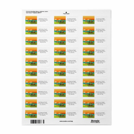 Happy Thanksgiving Turkey on Golf Course With Pie Etiket (Full Sheet)