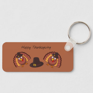 Happy Thanksgiving turkey op bruin Sleutelhanger