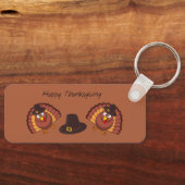 Happy Thanksgiving turkey op bruin Sleutelhanger (Voorkant)
