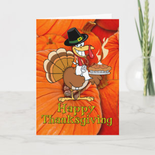 Happy Thanksgiving - Turkey Pilgrim, Pumpkin Pie Feestdagen Kaart