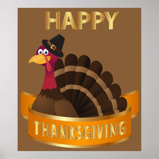 Happy Thanksgiving Turkey Poster (Devant)