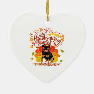 Happy Thanksgiving Turkey Rottweiler Pet Owner Keramisch Ornament