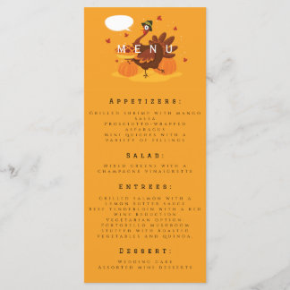 Happy Thanksgiving Turkey Theme Menu