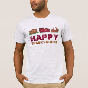 Happy Thanksgiving Turkije Cranberry Pie Slice Foo T-shirt