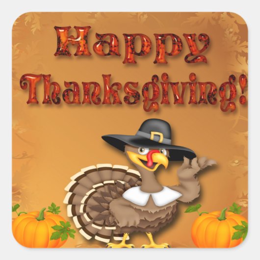 Happy Thanksgiving Turkije Envelope Seals Vierkante Sticker (Voorkant)