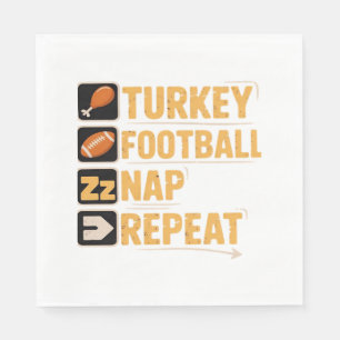 Happy Thanksgiving Turkije Football Nap Repeat Fun Servet