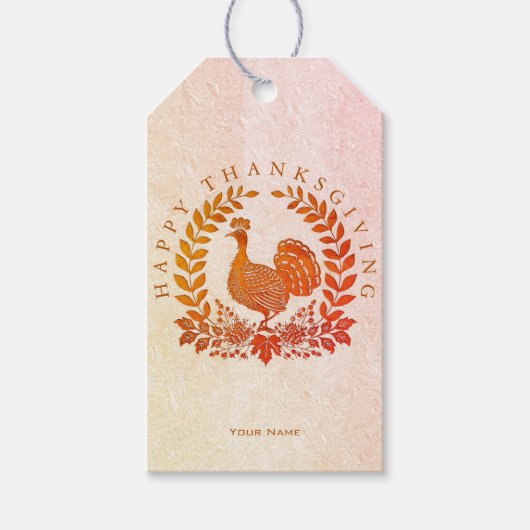 Happy Thanksgiving Turkije Gift Label Cadeaulabel (Voorkant)