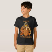 Happy Thanksgiving Turkije Gooien Voedsel Leuk Jon T-shirt (Voorkant volledig)