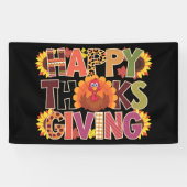 Happy Thanksgiving Turkije Grappig pompoenseizoen Spandoek (Horizontaal)